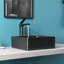  Lavabo de salle de bain vasque carré 14,3 "x 14,3" noir avec bonde escamotable