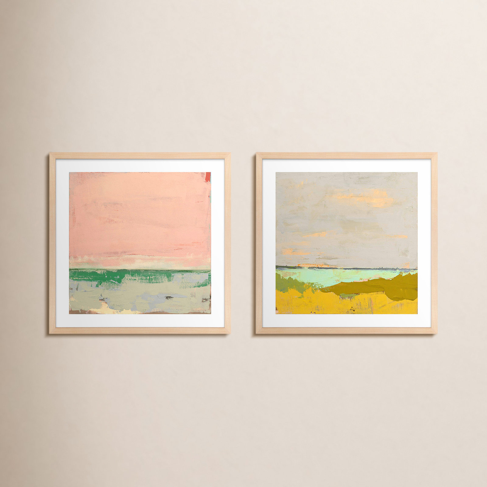 Mahanoy "Provence 1 and 2" 2-Piece Print Set, 30" H x 30" W x 1.25" D, Maple Framed Paper