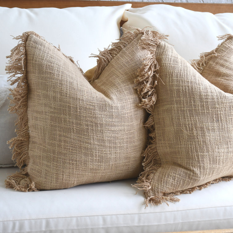 Natural Cream Textured Cotton and Jute Cushion Cover Small or Large