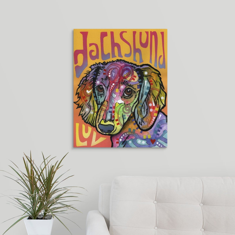 « teckel love », reproduction, Toile, H 20 po x l 16 po x P 1,5 po