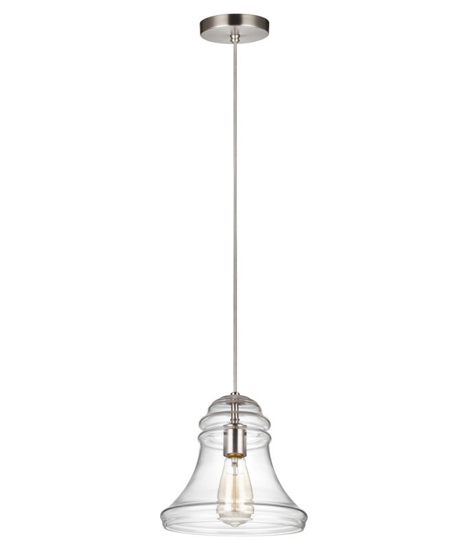 1 - Light Single Pendant, Satin Nickel