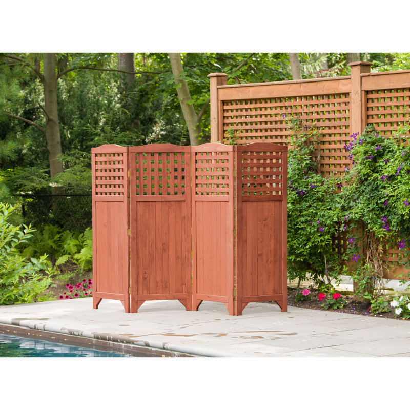 Rustic Brown Wood Folding Privacy Screen Divider