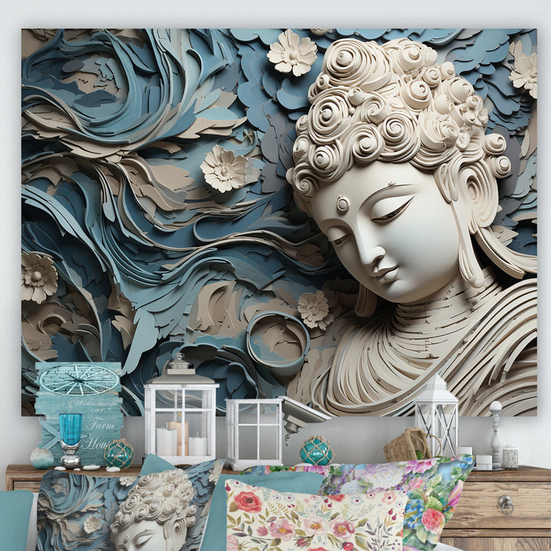 Religious Buddhism Statue I On Canvas Print, Wrapped Canvas, 16" H x 32" W x 1" D