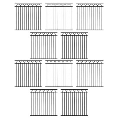 Heavy Duty Arc Fence Barrier Panel, 5FT Height X 5FT Width Anti-Rust Metal Fencing Panel, Steel Outdoor Decorative Garden Fence Panel for Yard, Pool, Patio, Pack of 10
