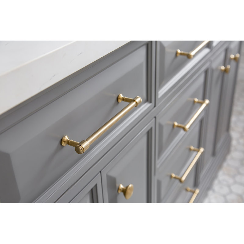 Palace 60'' W Double Vanity, Cashmere Gray, Satin Brass
