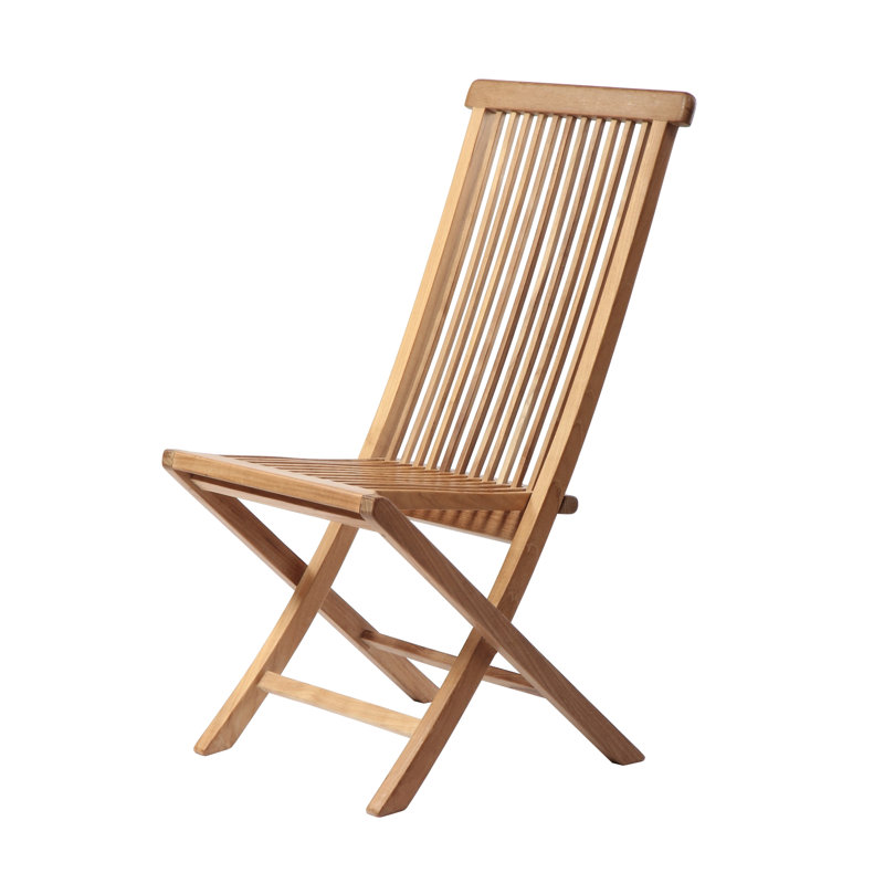 Honey Teak Wood Folding Dining Chair with Curved Backrest