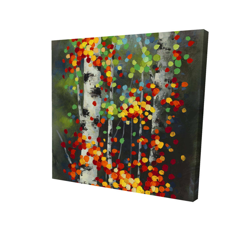 Décorations sur toile à motif de feuilles colorées - arbres contemporains