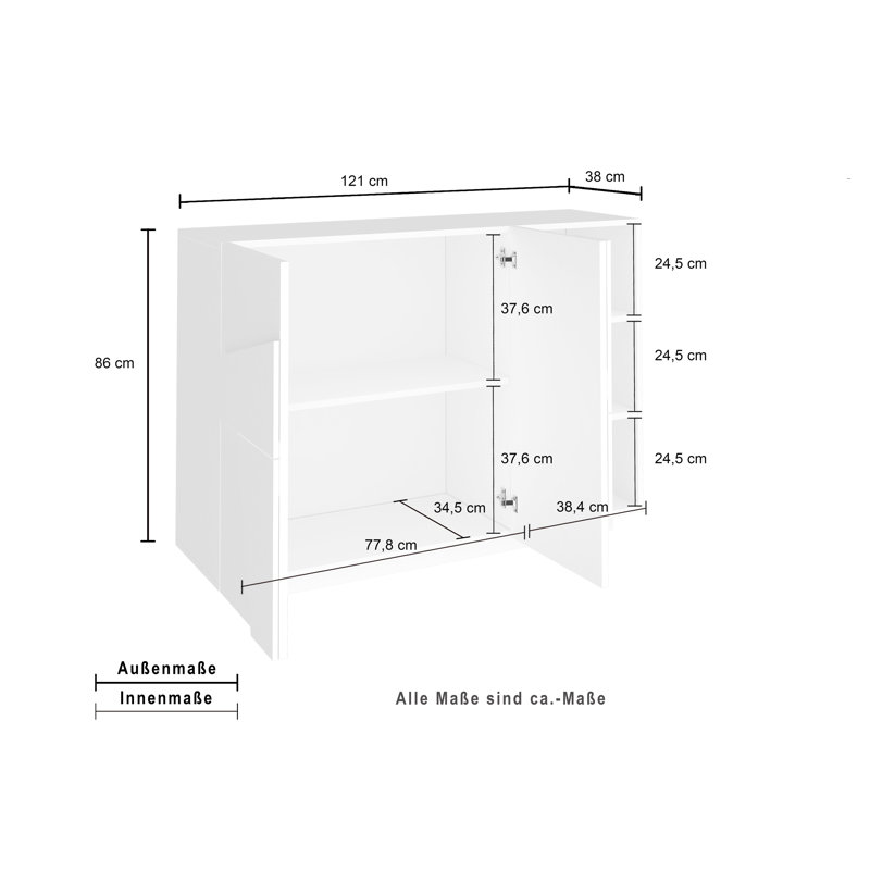 Longford 121Cm Wide Sideboard, White