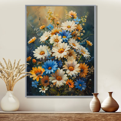 Blue And White Still Life Daisy Garden Flowers II - Daisies Wall Decor