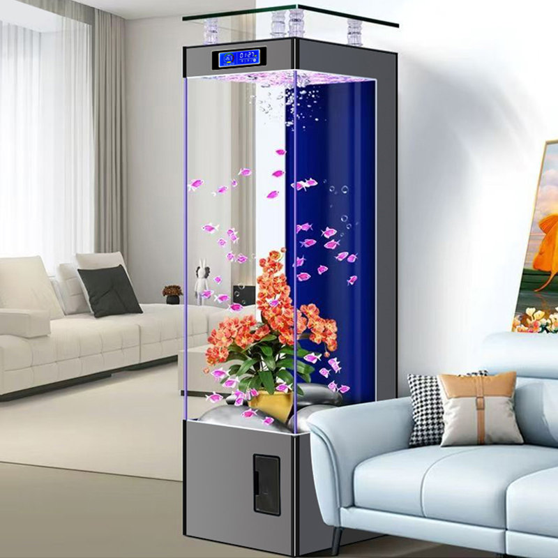 Aquarium sans cadre carré en verre sans cadre avec barre supérieure, 31,7 gallons (H 55,12 po x l 15,75 po x P 15,75 po, Gris