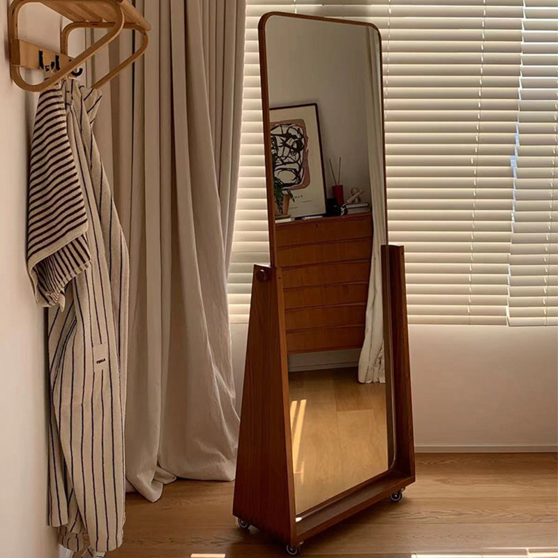 Miroir pleine longueur rotatif rétro, Teck