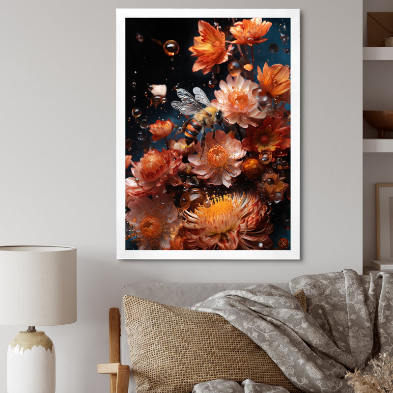 «Colorful Bee III», reproduction d'art sur toile, H 40 po x l 30 po x P 1,5 po, Cadre simple blanc