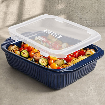 Artena 5.1Qt Ceramic Casserole Dish with Lid & Handles, Rectangular Deep Baking Pan for Oven, Large Lasagna Pan