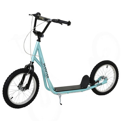 Aosom Youth Scooter Kick Scooter for  5+ with Adjustable Handlebar 16" Front and Rear Dual Brakes Inflatable Wheels, Orange