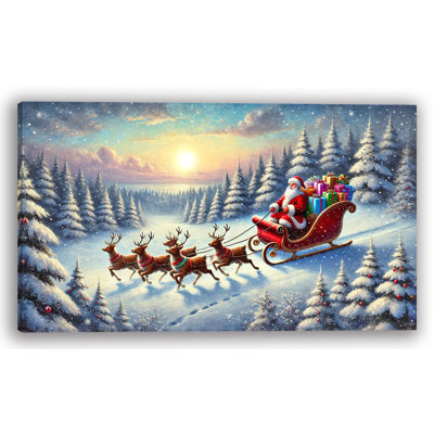 «Santa's Sunrise Flight», reproduction sur toile tendue