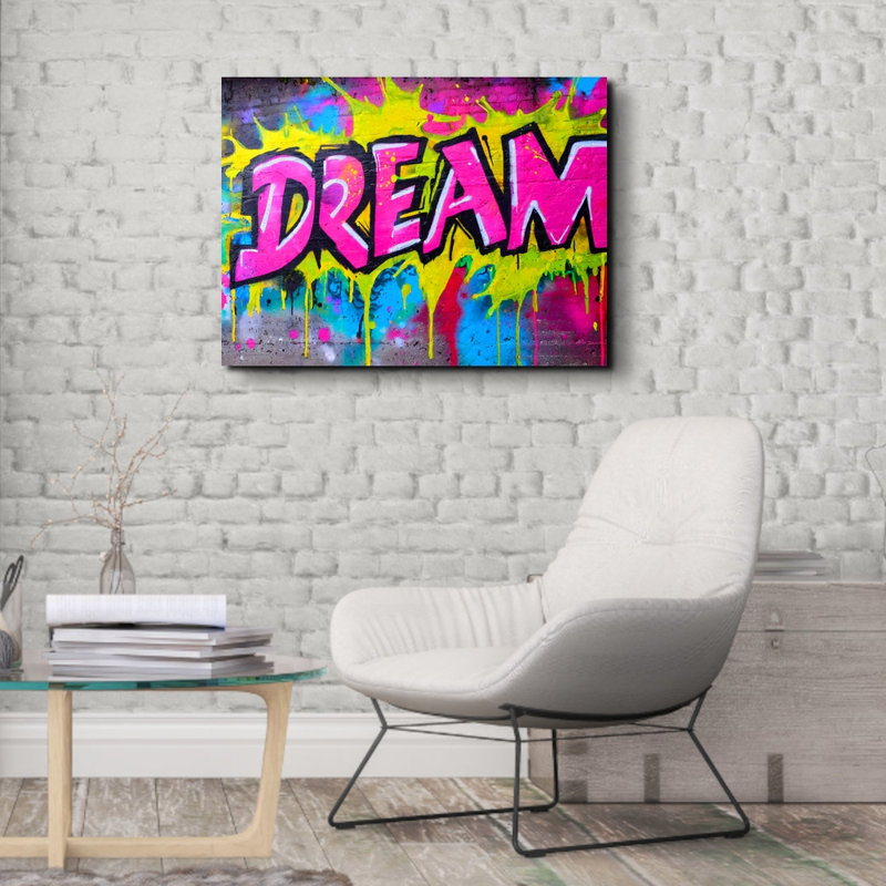 Neon Graffiti Dream 5 by Stephen Chambers - Wrapped Canvas Print, 26" H x 32" W x 1.5" D