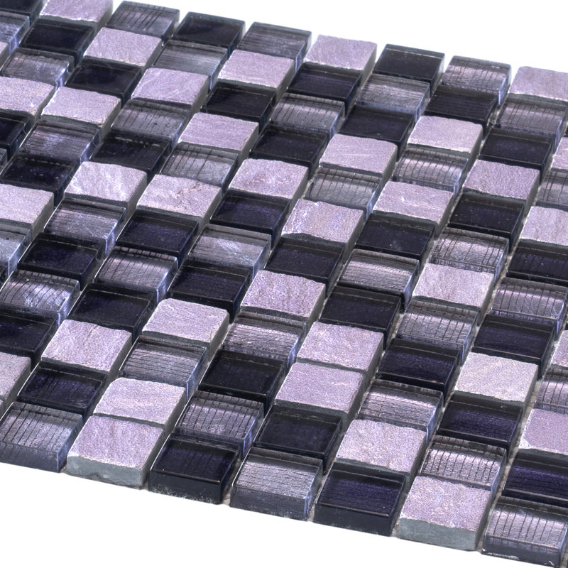 11.8" X 11.8" Polished Glass/Resin Mosaic Tile