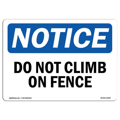 Do Not Climb on Fence Sign