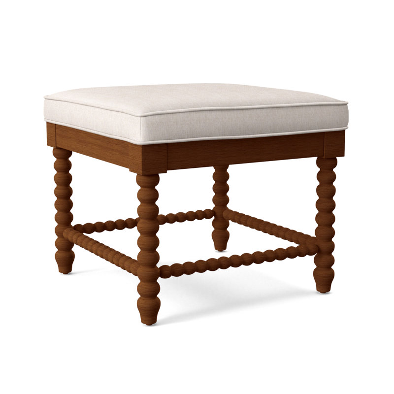 Lind Island Upholstered Bench, Havana Finish, White Sugar Performance