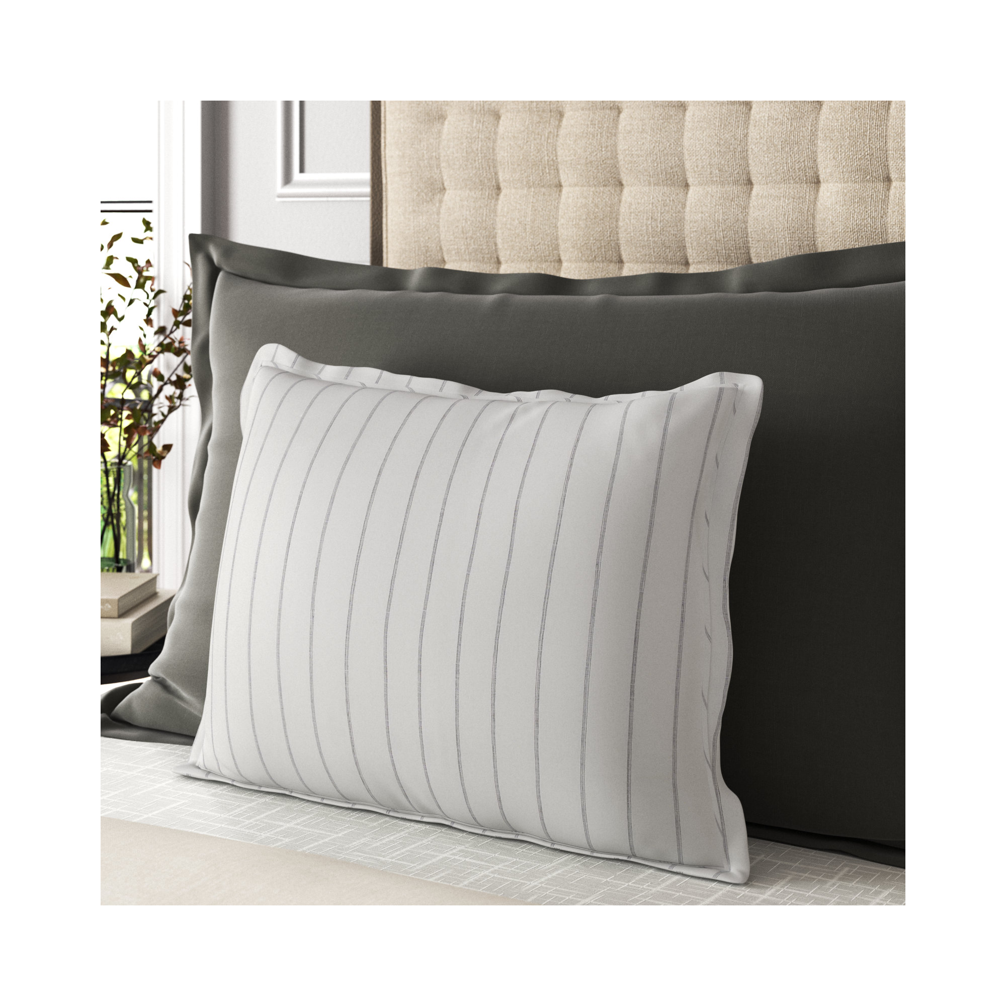 Keegan Belgian Flax Linen Sham Set, Ivory, Standard