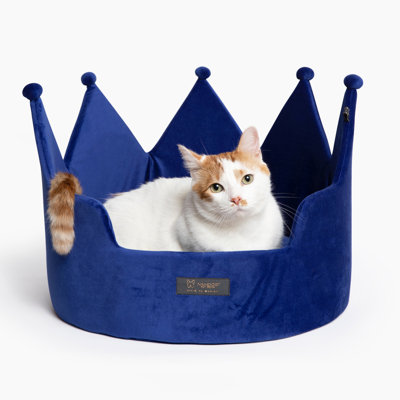  Lit pour chien et chat Crown Bed Micro-Plush Bling Collection - bleu royal