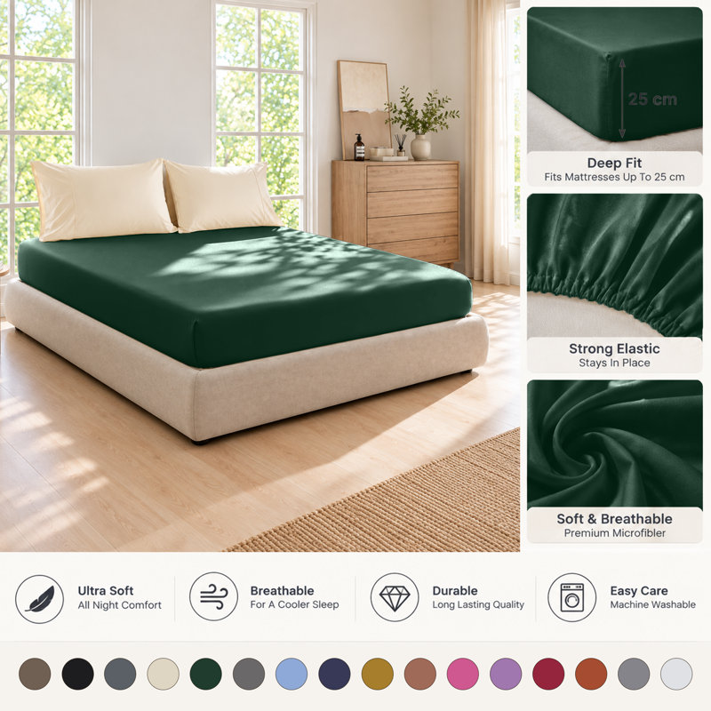 Bedroom Collection Standard Fitted Sheet, Double, Emerald