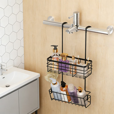 No-Drill Hanging Shower Caddy Organizer With Inclined Shelves, Rustproof 304 Stainless Steel Bathroom Storage For Over Door, Curtain Rod, Or Grab Bar
