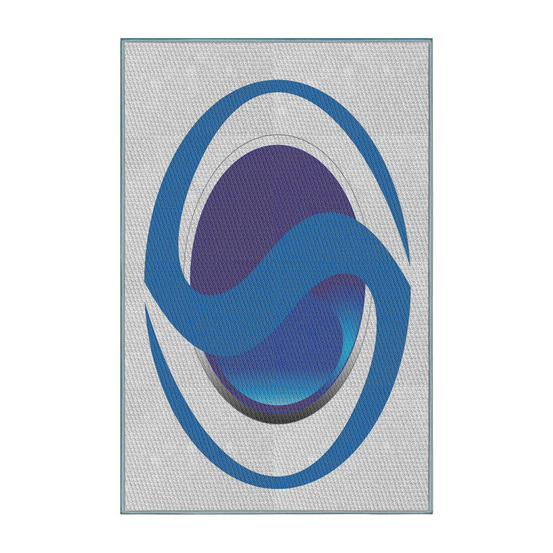 Tapis rose/bleu à motifs, Rectangle 4 pi x 6 pi