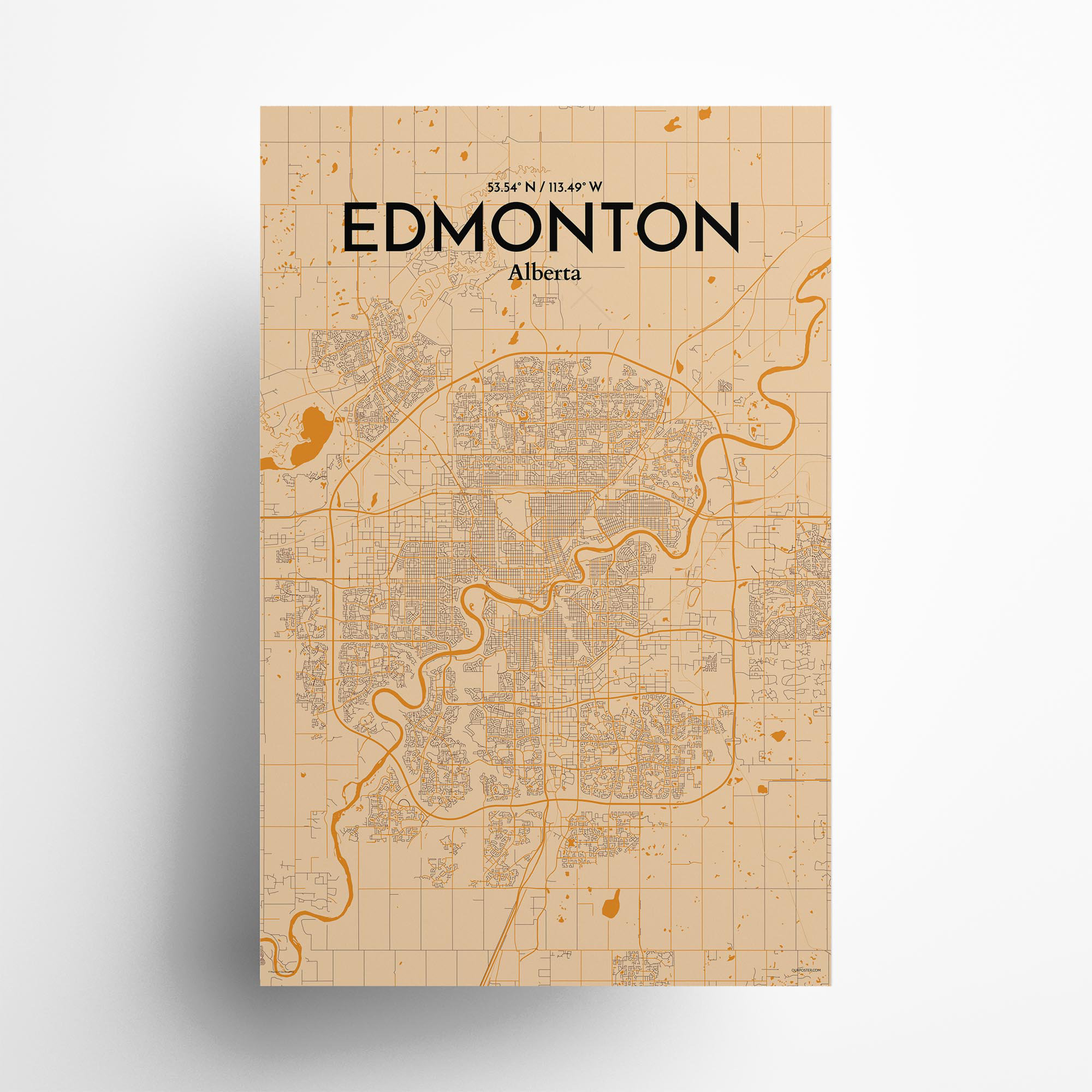 Edmonton Canada City Map On Paper Print 