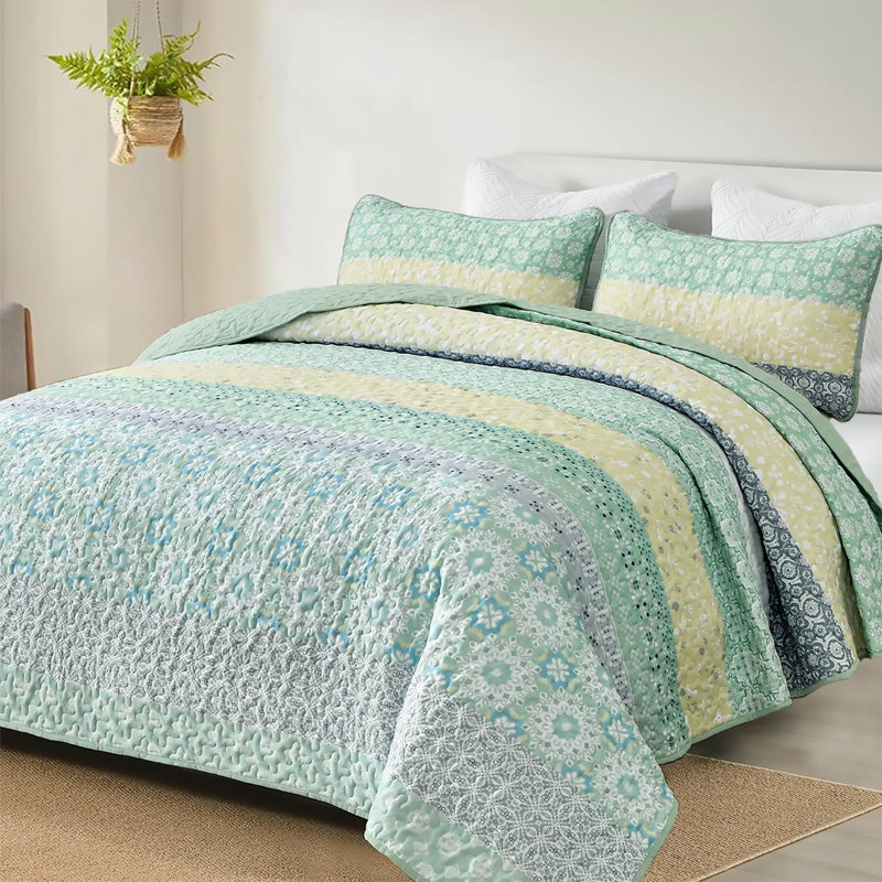 Ensemble de couvre-lit 3 pièces Boho, Courtepointe très grand et 2 très grandes taies
