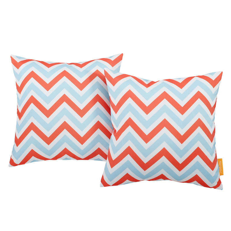 Modway Outdoor Indoor Two All Weather Patio Throw Pillows, Zig-Zag