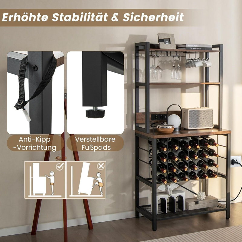 Aburto 48Cm Metal Standard Baker's Rack with Wine Bottle Storage