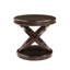 Table de bout ronde en bois rétro, table d'appoint avec base en X pour salle à manger ou salon en famille.  Espresso
