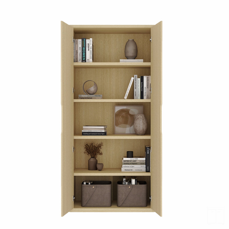 Bibliothèque moderne avec portes à fermeture douce, Oak