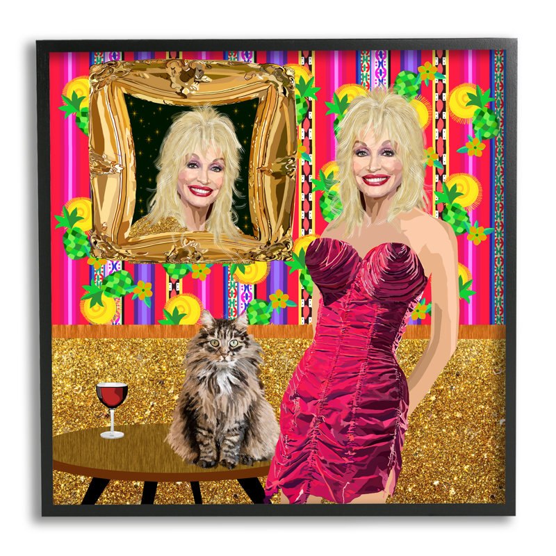 Célèbre chanteur de campagne blond, motif abstrait de jeu amusant par Lynnda Takos - impression, Giclée encadrée noir minuit