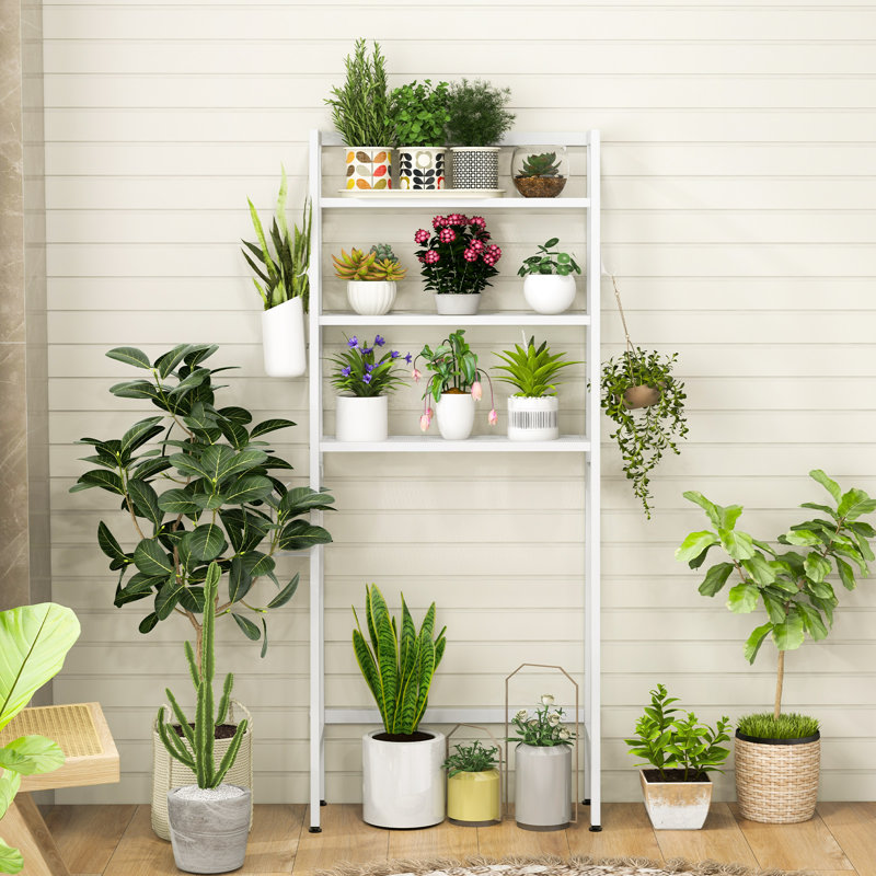 Ebern Designs Over the Toilet Storage 3-Tier Freestanding Bathroom Organizer Shelf w/ 2 Hanging Hook, White