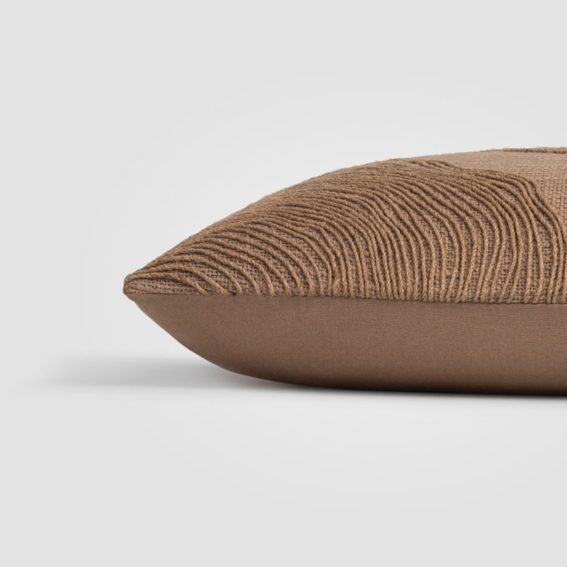 Jute Terrain Beige Textured Woven Throw Pillow, 18" x 18", Throw Pillow For Couch or Bed