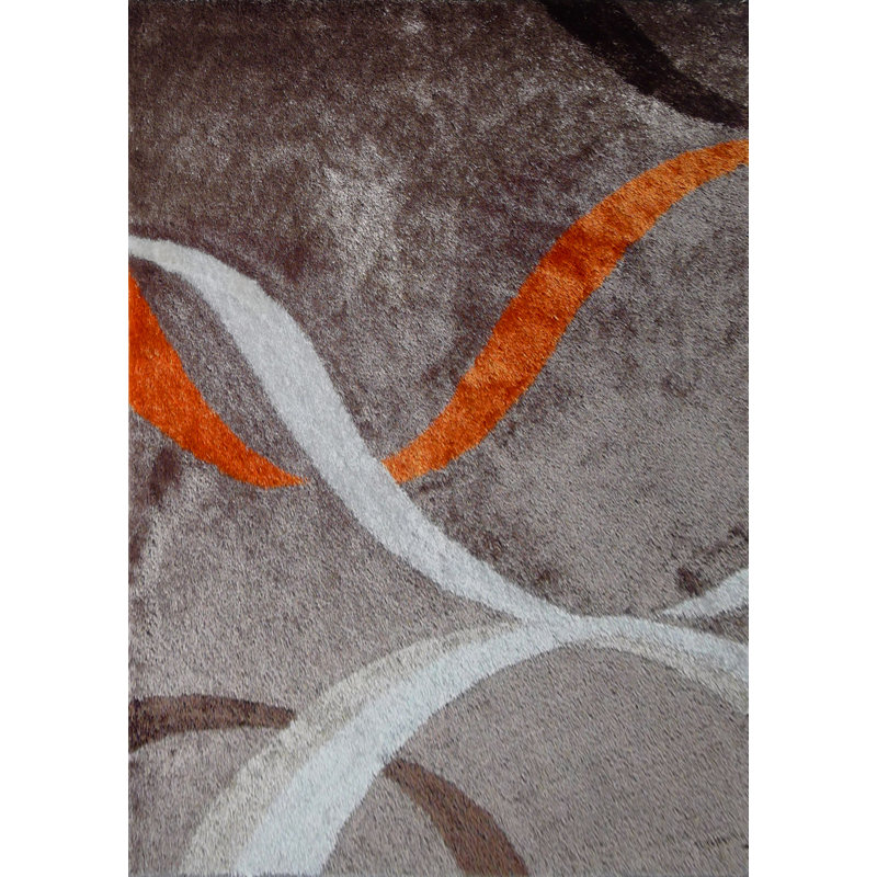 Tapis brun / brun touffeté à la main à motif abstrait Neligh, Rectangle 5 pi x 7 pi