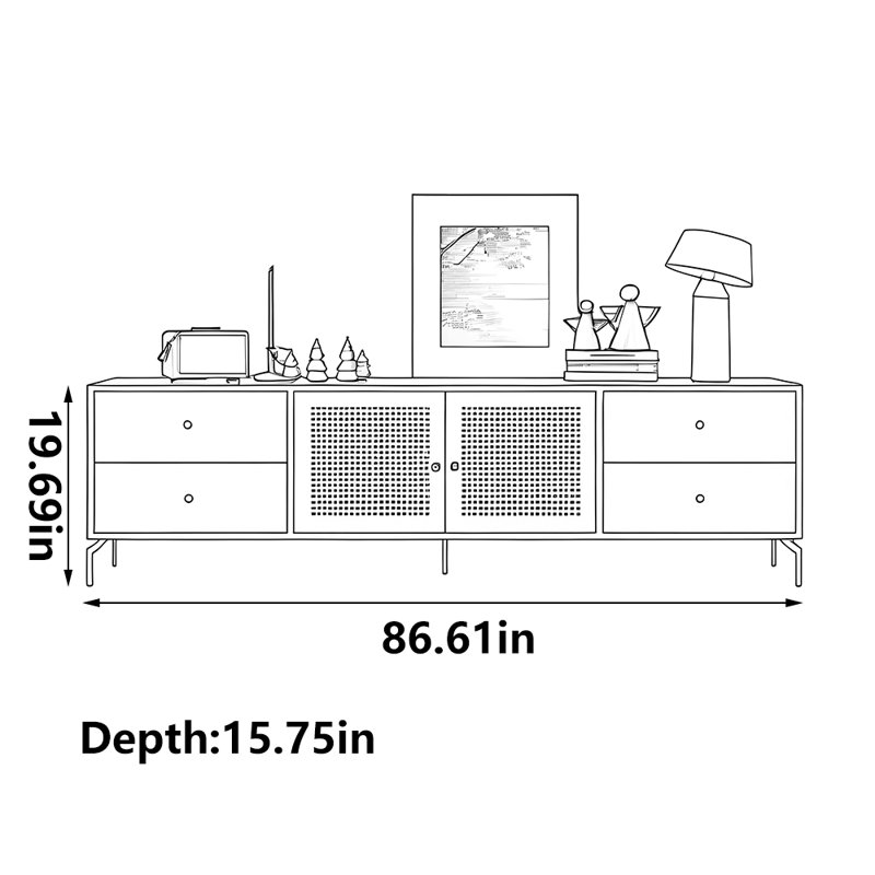 Meuble télé moderne et luxueux, 86.61"