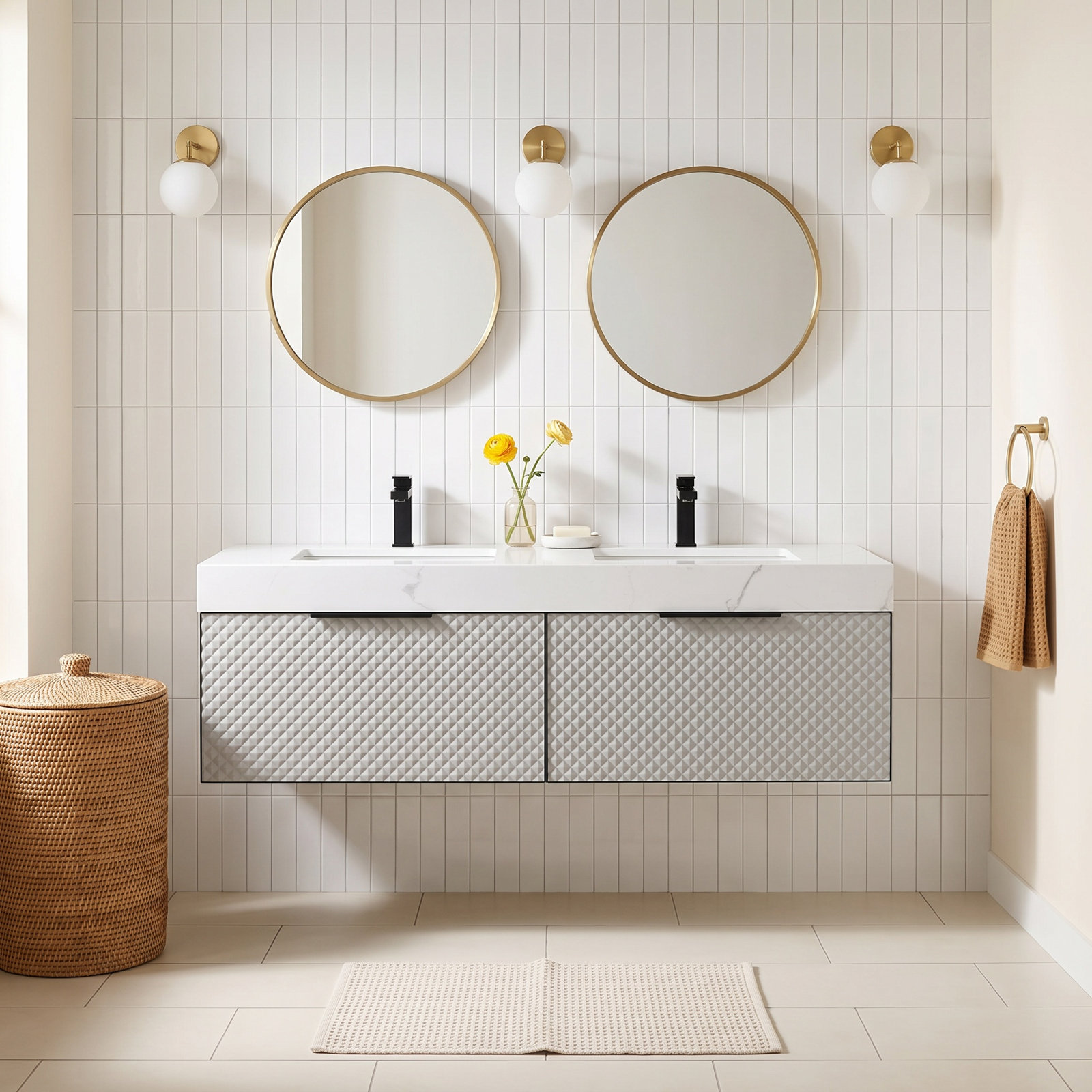 Diedrick 72'' Double Bathroom Vanity, Silver Gray
