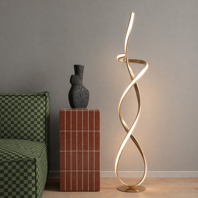 Lampe sur pied DEL Ainhoa - or, Gold