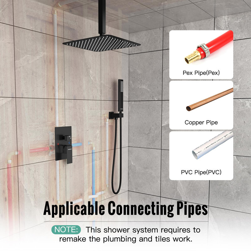 10-inch Plated Suspension Rod Dual-function Shower Set, Matte Black