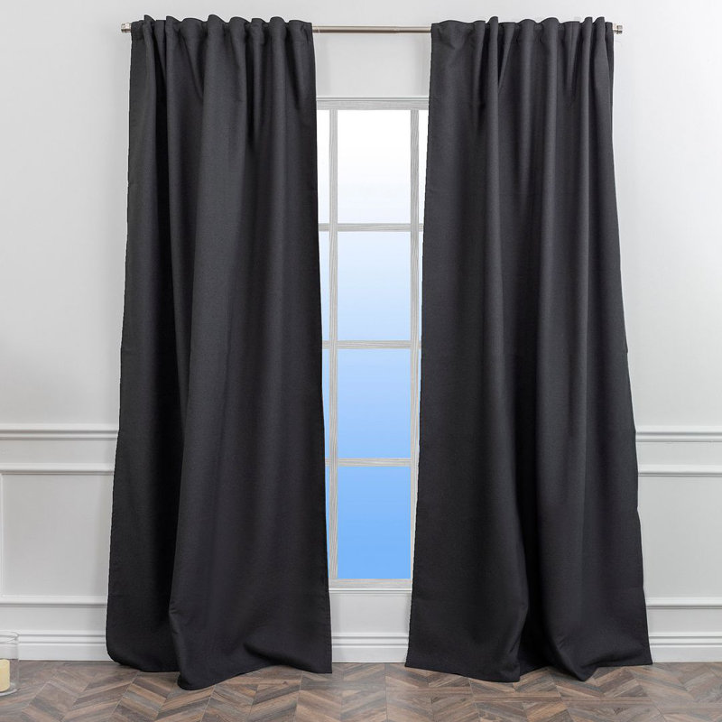 LAXTON Room Darkening Extra Long & Extra Wide Decorative Curtain, 100" W x 120" L, Black