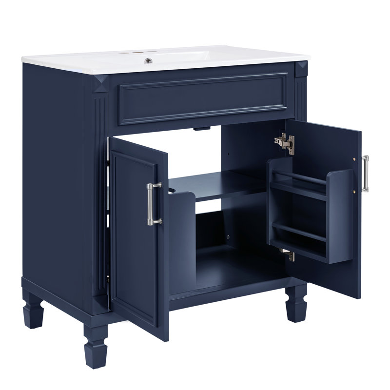 Meuble-lavabo en céramique Classic, Bleu / Argent