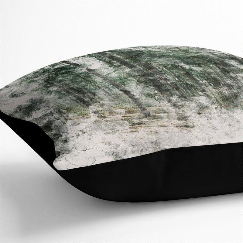 Conifer Tree Forest Vol.2 Watercolour Square Throw Cushion, Black, 55cm H x 55cm W x 20cm D