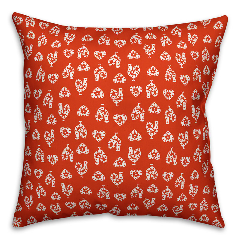 Rooster Rooster Square Pillow, 16" x 16", Indoor, Red