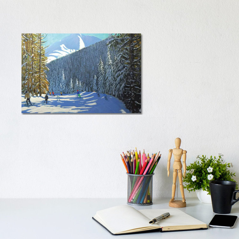 SkIIng, Beauregard La Clusaz by Andrew Macara - Wrapped Canvas Painting, 20.32cm H x 30.48cm W x 1.905cm D