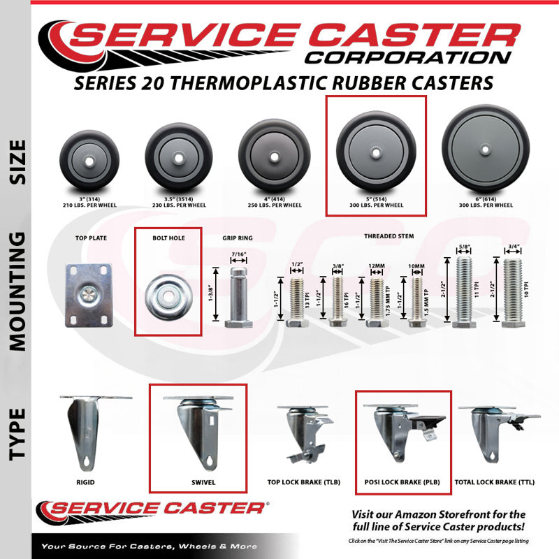 Thermo Rubber Swivel Bolt Hole Caster