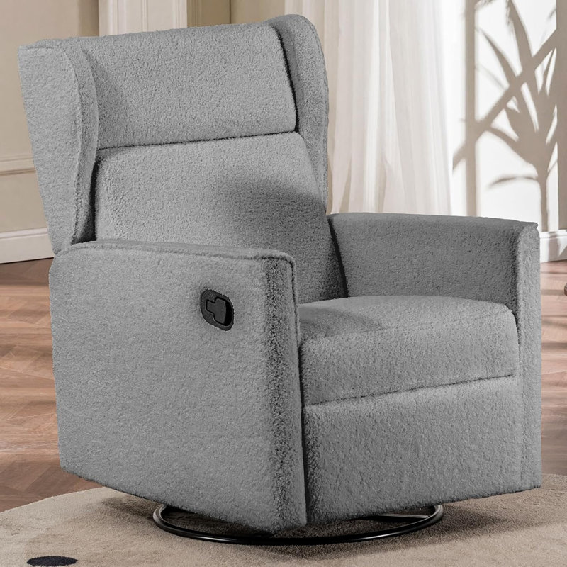 COMHOMA Nursery Rocking Chair Teddy Upholstered Swivel Rocker Recliner Manual Glider Reclining Chair For Living Room Bedroom Offices