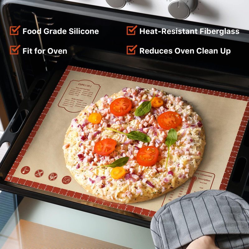 26X16 Inch Extra Thick Silicone Baking Mat With Measurements, Non-Slip And Reusable - For Cookies, Bread, Pastry